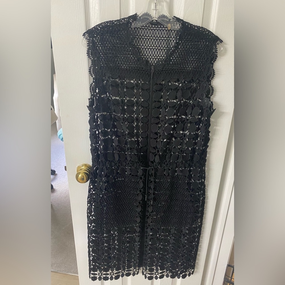 Elie Tahari runway black crochet dress EUC
